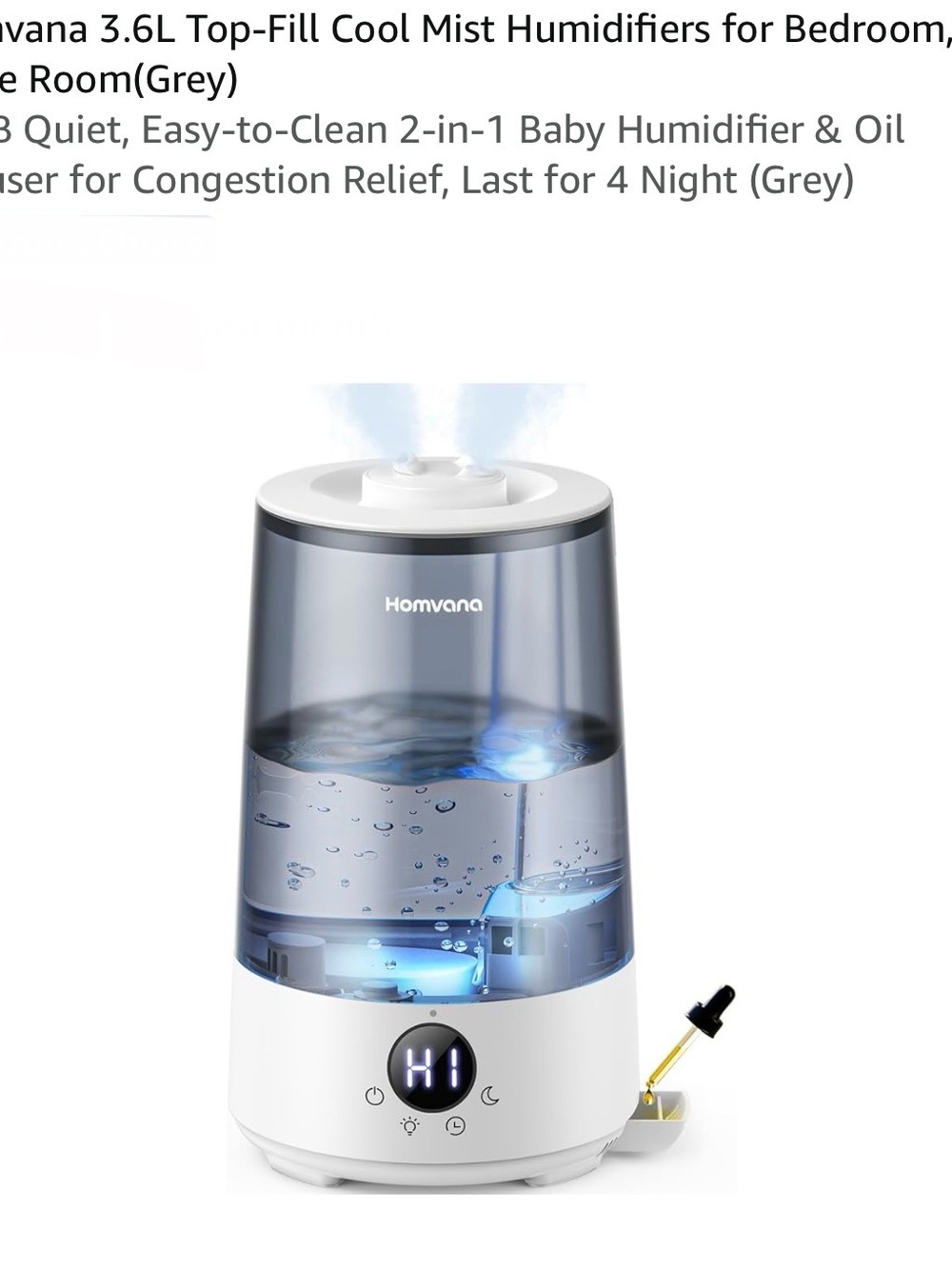 Homvana Cool Mist Humidifier - White & Transparent gray